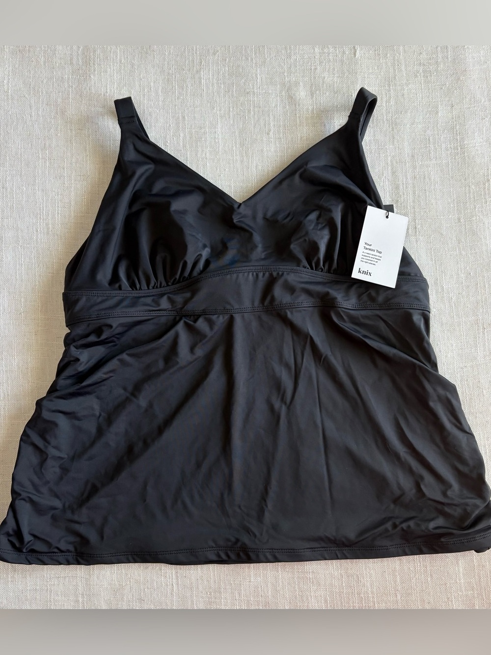 knix Black V-Neck Tankini Top with Built-In Support